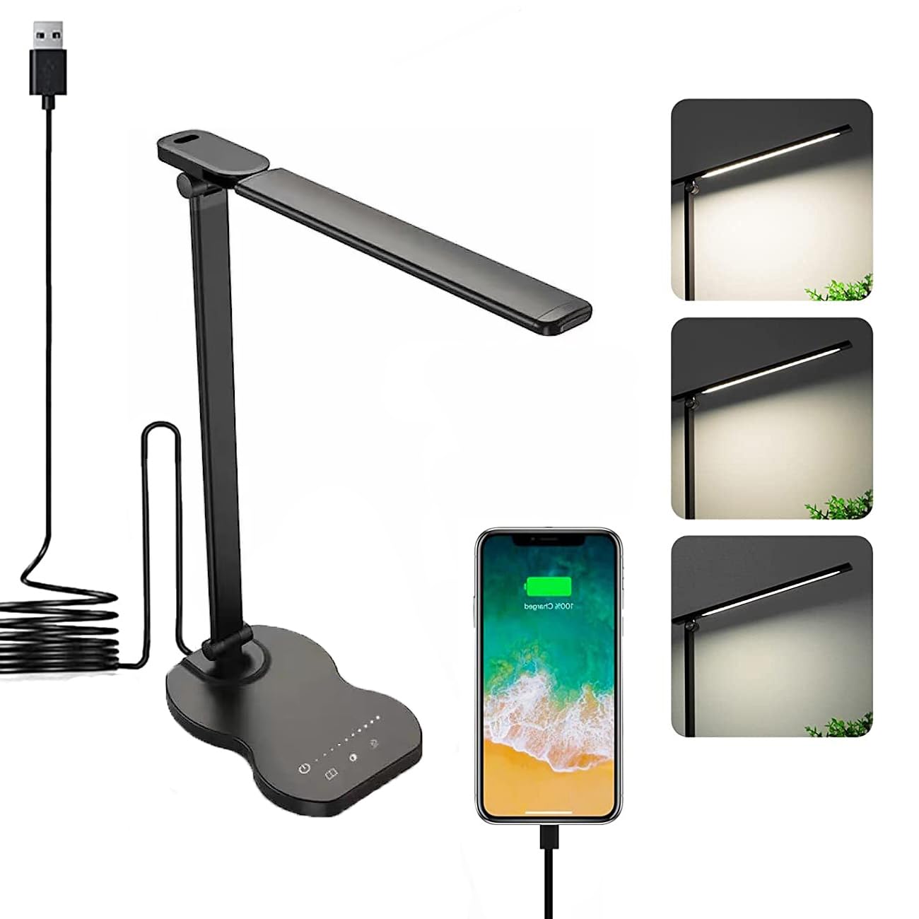 LED Desk Lamp, Eye-Caring Table Lamps, 5 Lighting Modes & 5
